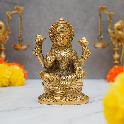 Brass Goddess Lakshmi Statue 5 Inch 462470