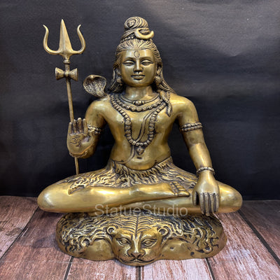 Brass Large Shiva Statue Bhole Nath Idol Antique Finish For Home Mandir Decor 2 Feet - 463104