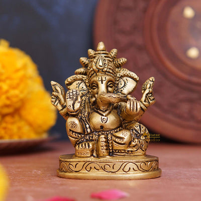 Brass Small Ganesha Statue 3 Inch 462553