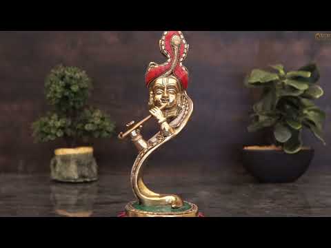 Brass Designer Krishna Face Idol Home Office Diwali Décor Gift Showpiece 13"