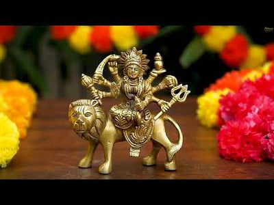 Brass Small Durga Idol For Home Temple Pooja Room Decor Gift 4"