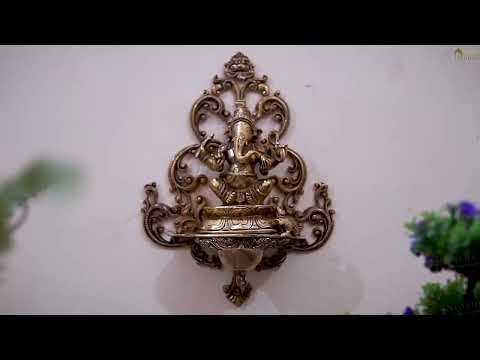 Brass Ganesha Diya Home Wall Hanging Décor Art Statue 17"