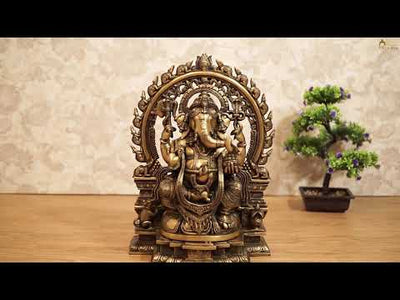 Brass Large Ganpati Idol Antique Finish For Home Decor 1.5 Feet