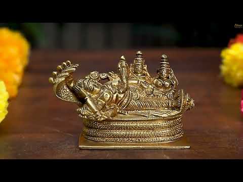 Brass Vishnu Laxmi Idol For Home Pooja Room Decor Small Statue 3"