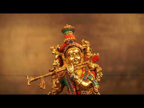 Brass Krishna Idol with Flute 20" by StatueStudio