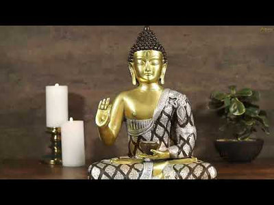 Brass Exclusive Look Blessing Buddha Statue For Home Decor Showpiece 17"