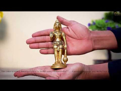 Fine Brass Standing Hanuman Idol Home Temple Pooja Décor Mini Statue 5"