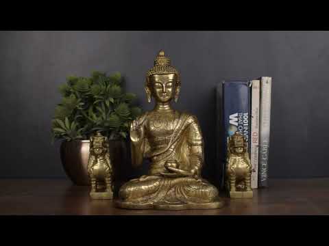 Blessing Buddha Hand Carved Statue For Home Office Desk Room Décor Idol 10.5"