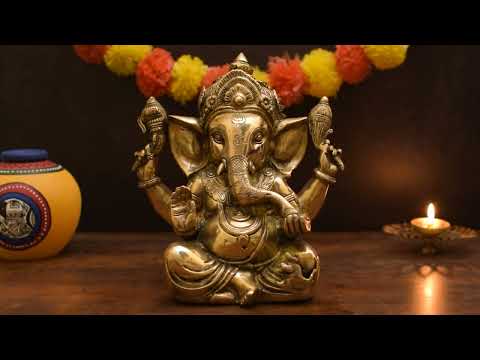 Brass Sitting Ganesha Statue Showpiece For Home Decor Gift 10"