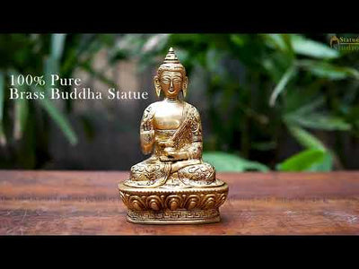 Brass Small Sitting Buddha Statue For Home Decor Showpiece 7"