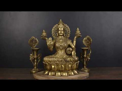 Indian Goddess of Wealth Maa Lakshmi Idol Vastu Lucky Statue With Money Pot 11"