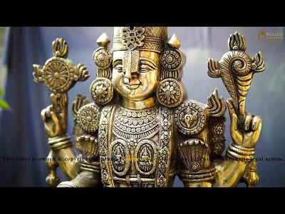 Brass Large Tirupati Balaji Statue Religious Idol 3 Feet For Decor