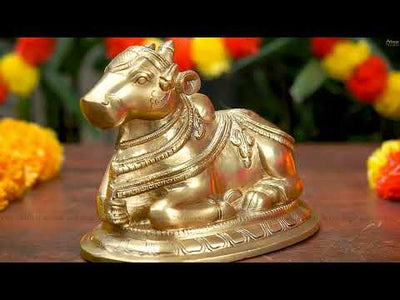 Brass Antique Shiva Nandi Idol Home Pooja Room Décor Lucky Gift Statue