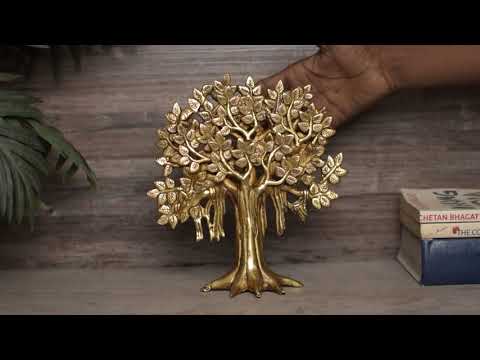 Brass Kalpavriksha Tree Decorative Showpiece For Home Room Table Decor 8"