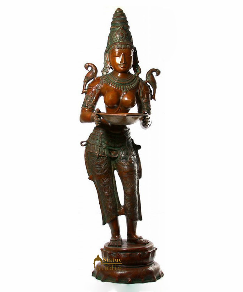 Indian Brass Celestial Apsara Deep Lady Deeplaxmi Diwali Gifting Décor 45"