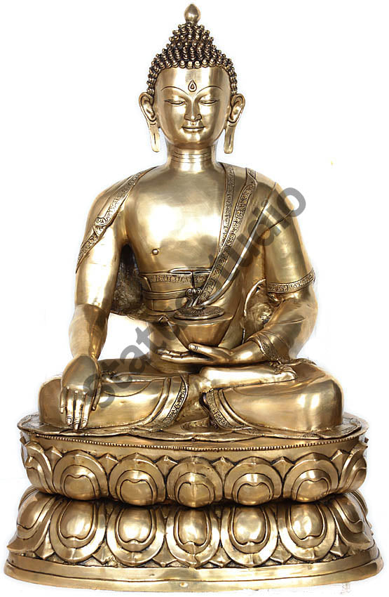 Large Size Shakyamuni Buddha Lotus Base Home Garden Décor Big Statue 3 Feet