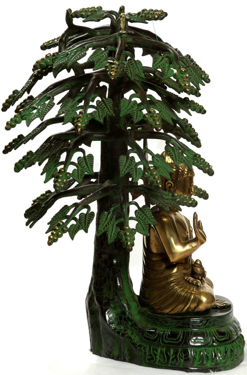 Lord Buddha Sitting Under Bodhi Tree Bodhisattva Large Statue 21"