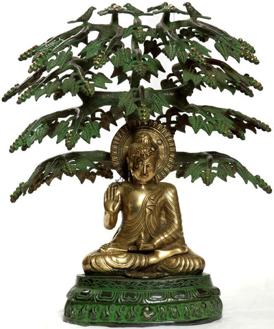 Lord Buddha Sitting Under Bodhi Tree Bodhisattva Large Statue 21"