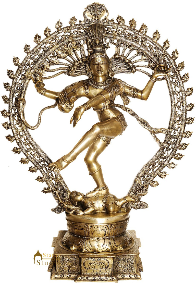 Bronze Indian Metal Hindu God King Of Dancers Lord Natraj Idol For Sale 4.5 Feet