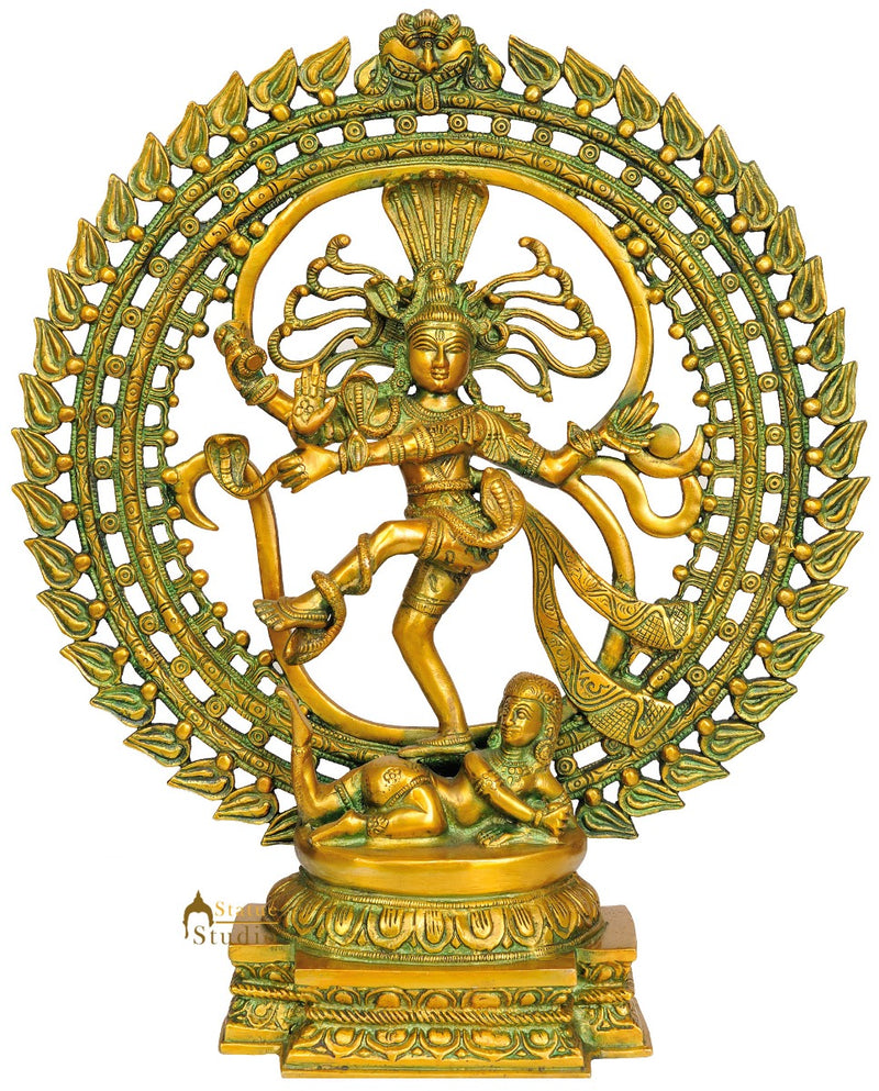 Indian handmade Brass Lord Dancing Shiva Nataraj Murti 19"