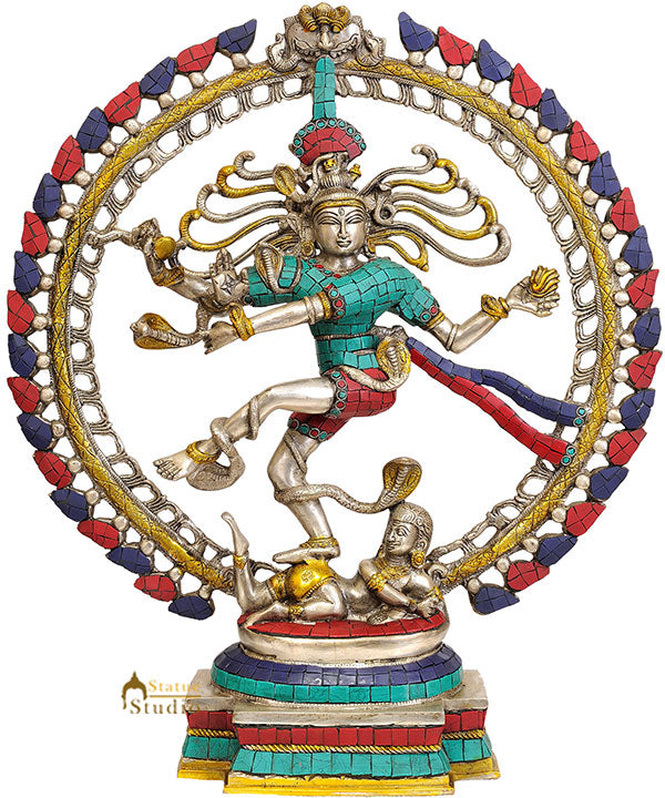 Indian Metal Hindu Dancing God Nataraj Statue For Sale 20"