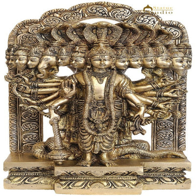 Brass Indian Hindu Lord Vishnu in His Cosmic Magnification Antique Statue 14" - 370900