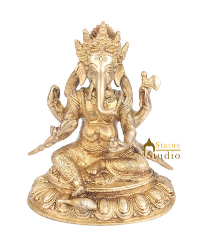 Indian Hindu God Ganpati Murti Lord Ganesha Statue Lucky Vastu Gifting Idol 8"