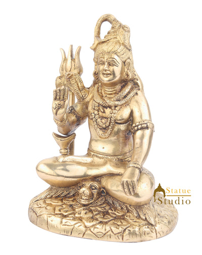 Brass Shankar Bhagwan Mahayogi Shiva Statue 8"