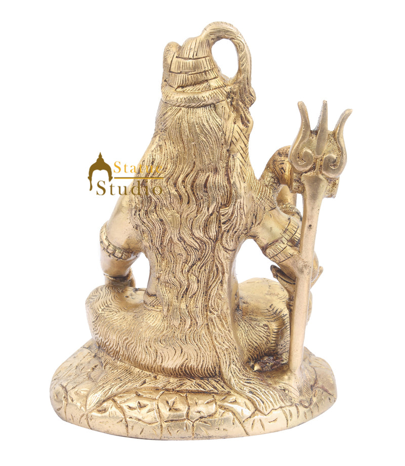 Brass Shankar Bhagwan Mahayogi Shiva Statue 8"