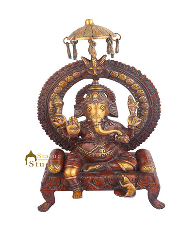 Indian Brass Handicraft Decorative Ganpati Bappa Ganesh Ji Murti Large Vastu 18"