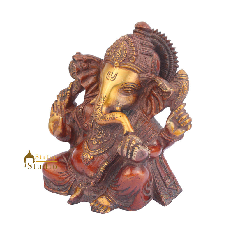 Lord Ganpati Ji Murti Brass Ganesha Idol For Sale 7"