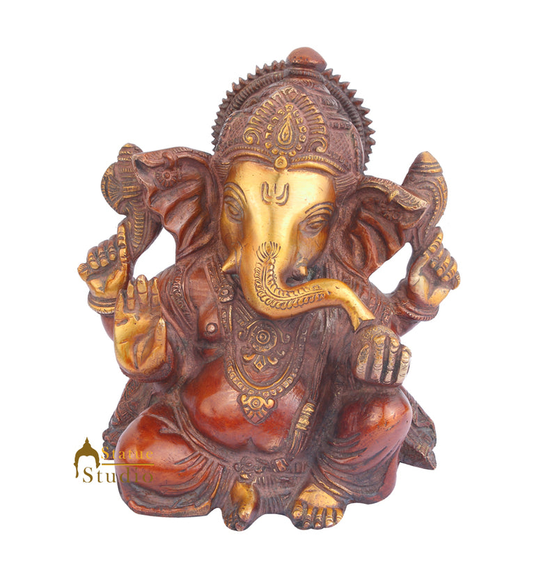 Lord Ganpati Ji Murti Brass Ganesha Idol For Sale 7"