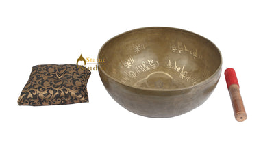 Tibetan Healing Buddha Engraved Hand Hammered Meditation Singing Bowl 11"