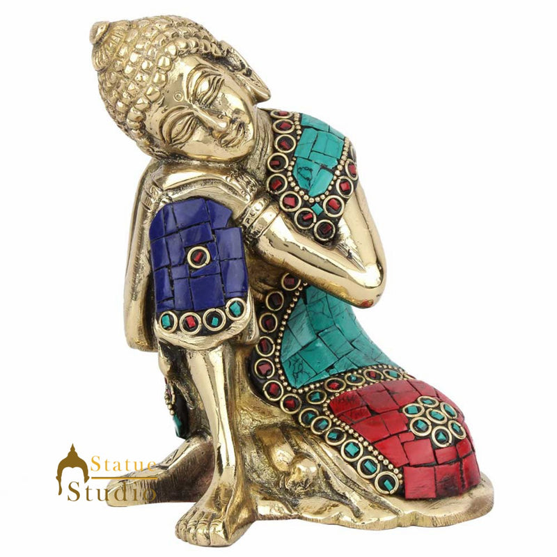 Indian Handcrafted Buddhist Home Decorative Thinking Buddha Lucky Gift Statue 6"