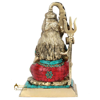 Lord Bhagwan Shiv Shankar Sitting Lion Base Religious Décor Gift Idol Statue 9"