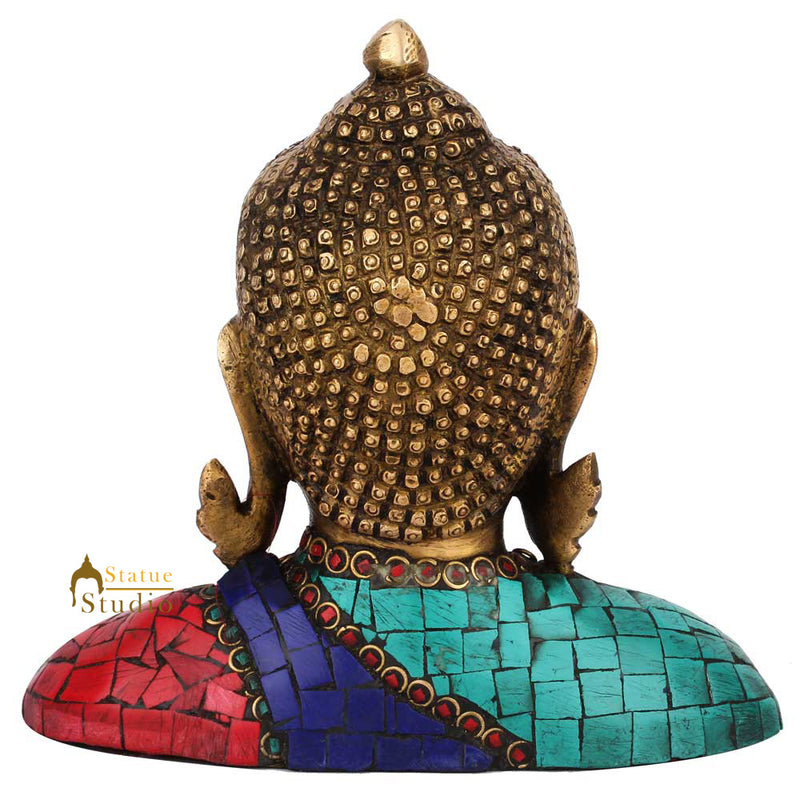 Indian Brass Buddha Bust Corporate Thanksgiving Gift Idol Décor Showpiece 7"