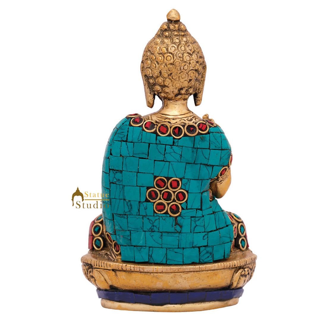 Mini Brass Blessing Bodhisattva Buddha Decor Idol Corporate Gift Small Statue 4"