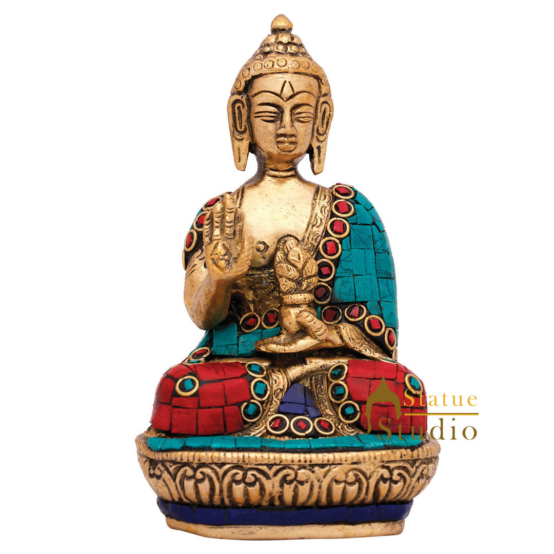 Mini Brass Blessing Bodhisattva Buddha Decor Idol Corporate Gift Small Statue 4"