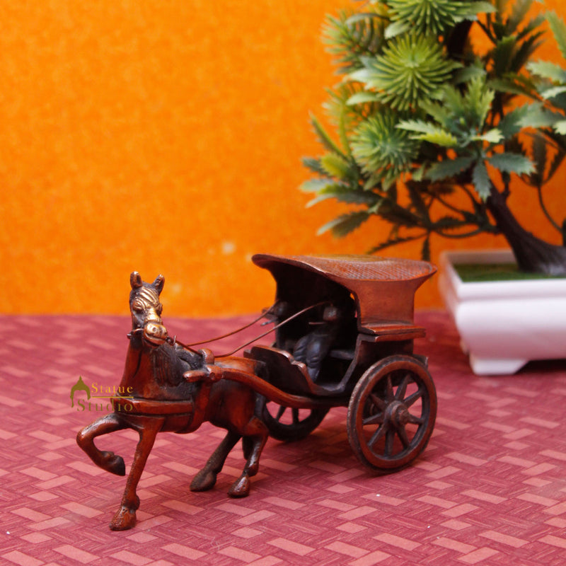 Brass home room table décor single horse cart showpiece gift set item –  StatueStudio