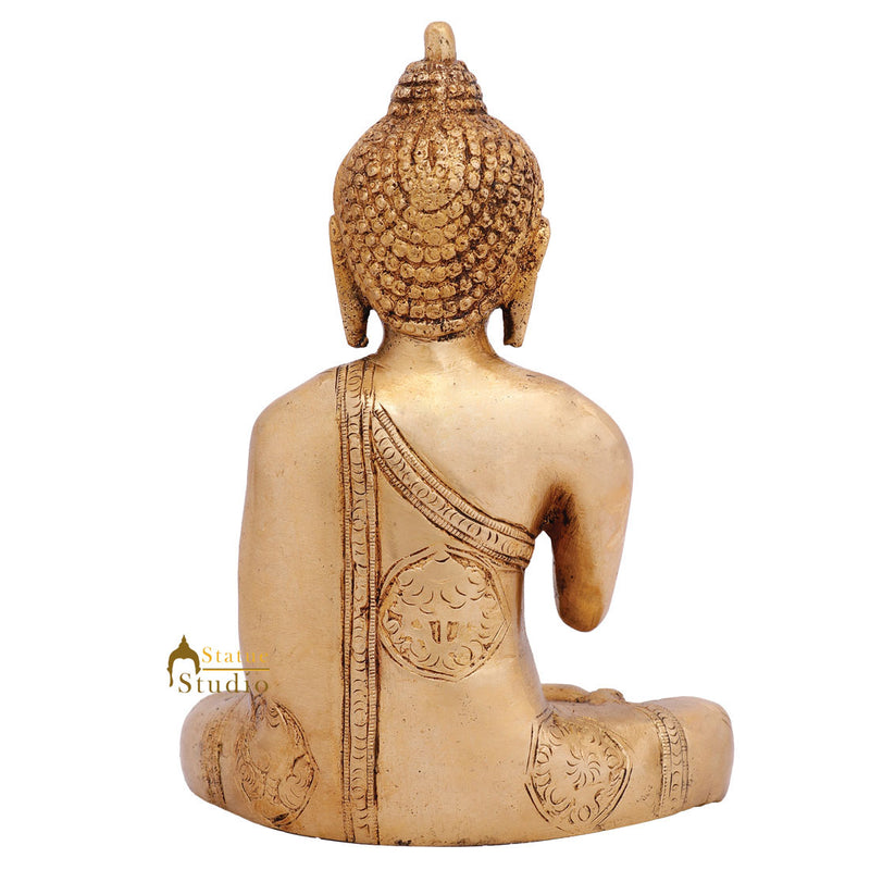 Indian Brass Blessing Nepal Buddhism Buddha Idol Décor Statue Small Gift Item 7"