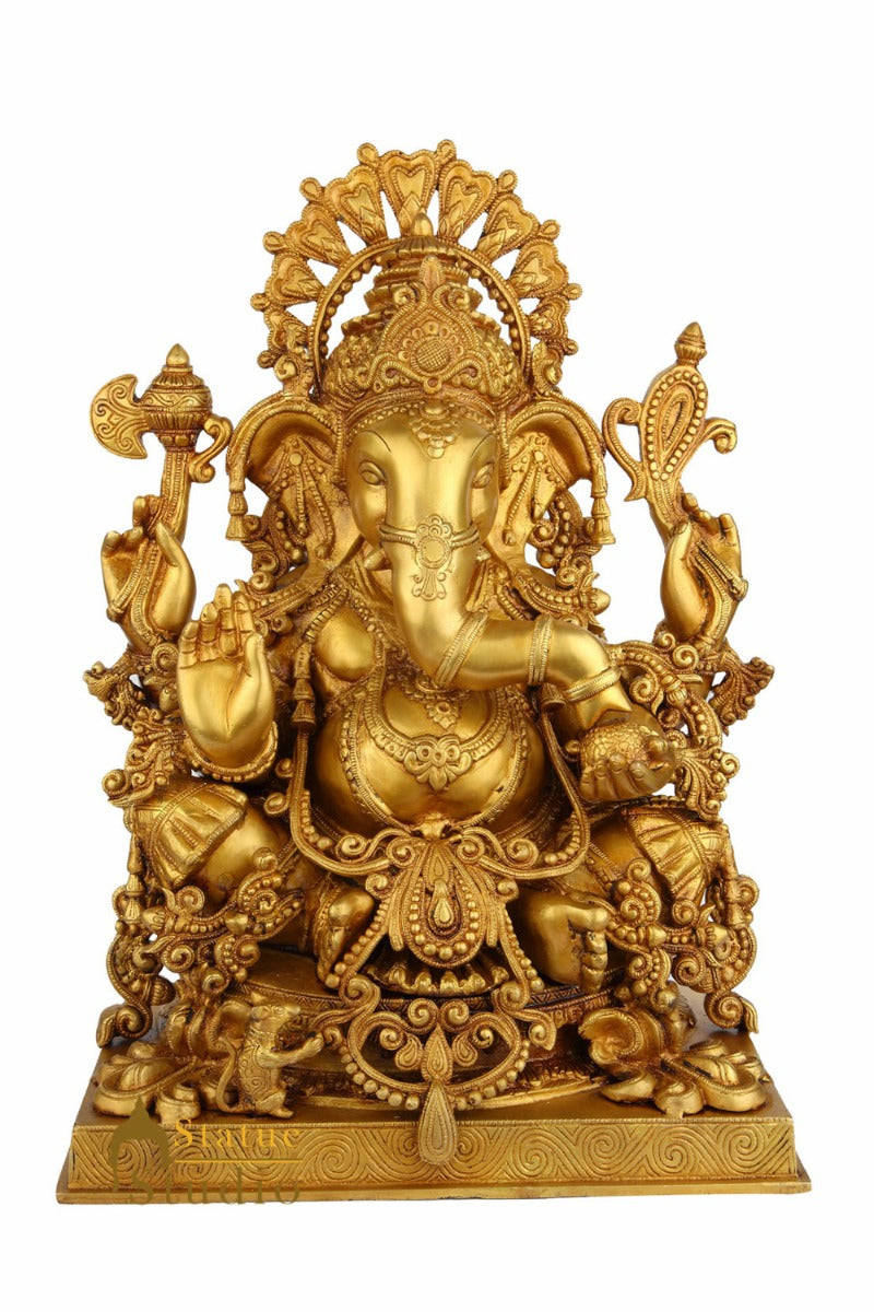 Brass Large Ganesha Statue Showpiece Lucky For Home Decor 2 Feet - 446800