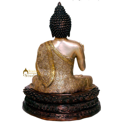 Brass Large Buddha Statue Finely Crafted For Home Decor Showpiece 20"