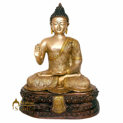 Brass Large Buddha Statue Finely Crafted For Home Decor Showpiece 20"