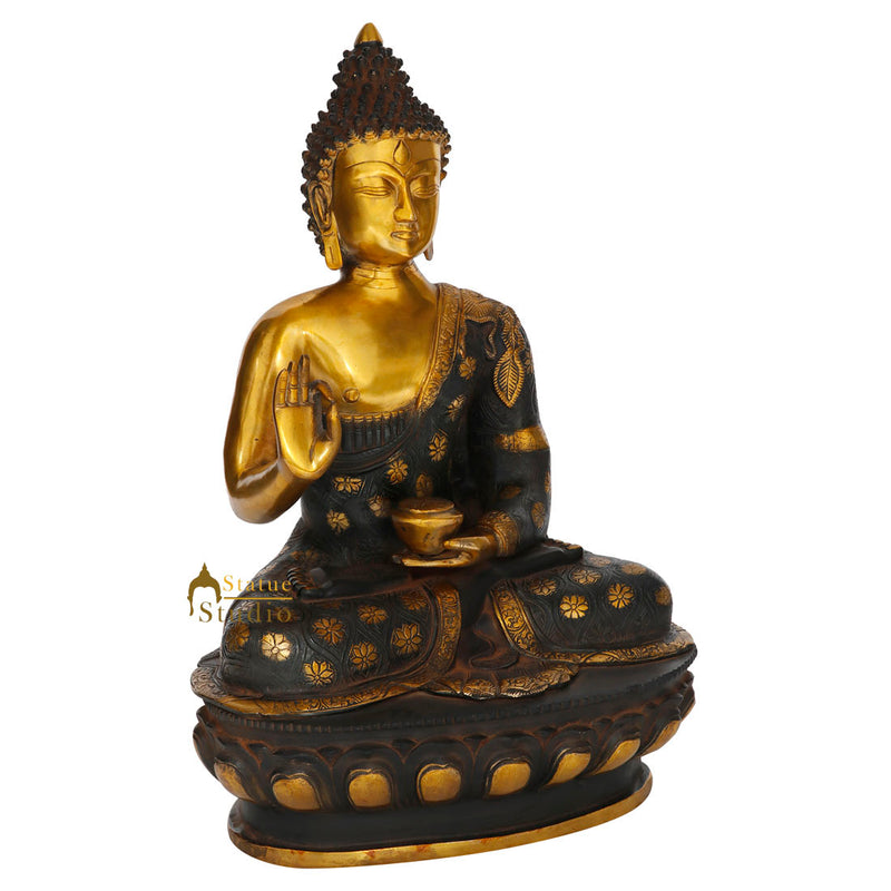 Antique Gold Finish Blessing Bodhisatva Feng Shui Vastu Décor Buddha Statue 23"
