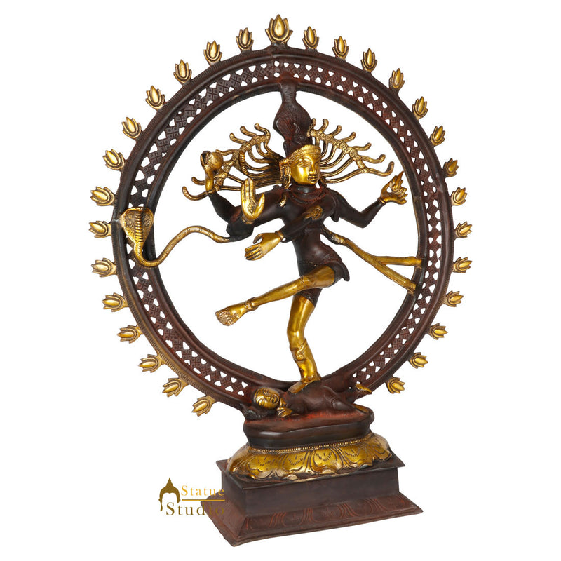Antique Gold Finish Dancing Shiva Nataraja Statue Décor Gift Idol Showpiece 22"