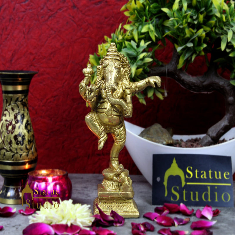 Small Lucky Dancing Ganesha Corporate Diwali Gift Idol Murti Décor Statue 6"