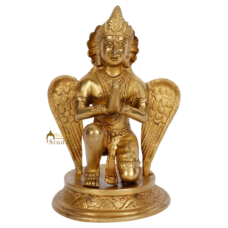 Indian Brass Sitting Garuda God Statue Temple Idol Showpiece 8"