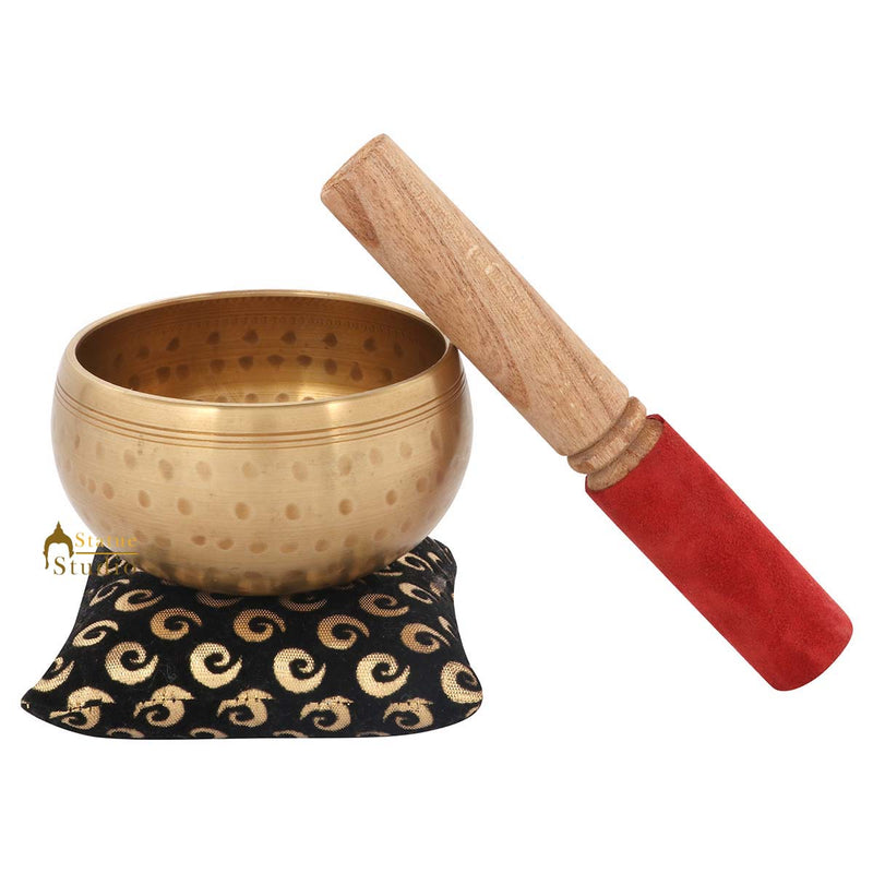 Tibetan Buddhist Himalyan Chakra Brass Meditation Healing Yoga Singing Bowl 3.5"