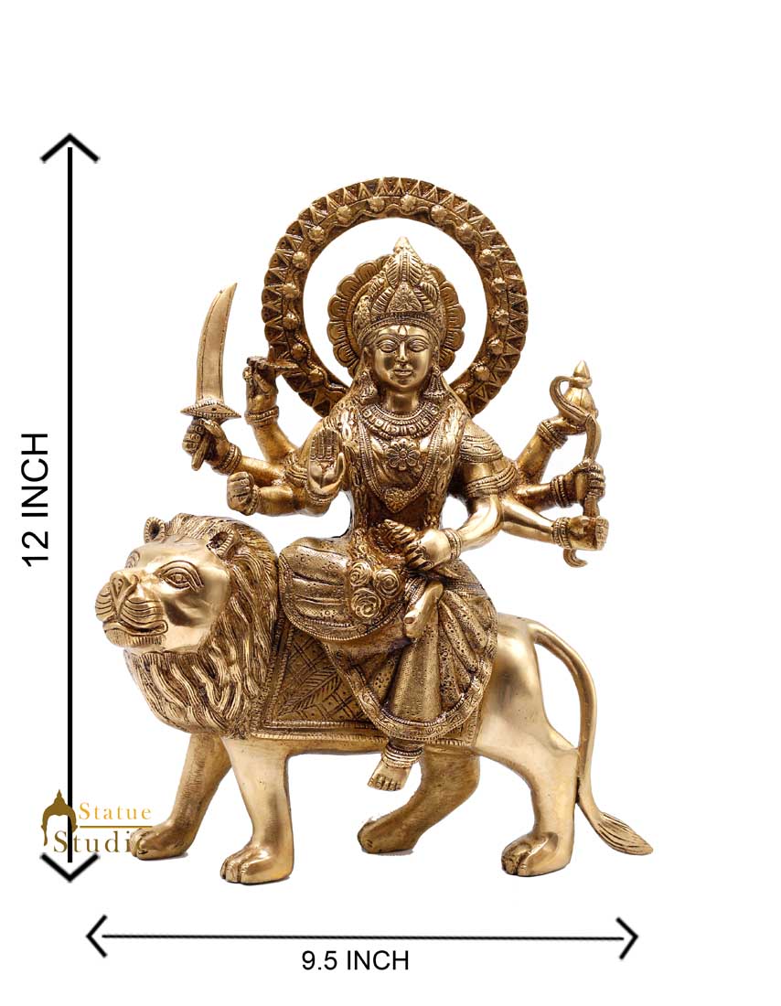 Indian Goddess Maa Durga Sherawali Statue Temple Idol With Lion