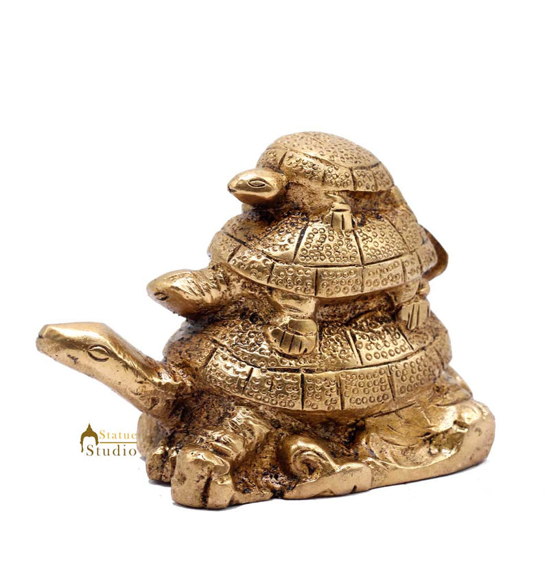 Brass Lucky Fengshui Vastu Home Office Decorative Turtle Gift Showpiece 3"